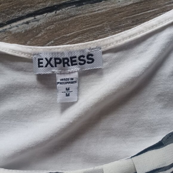 Express Black & White Striped Tank Top Lined Stretch Medium - Picture 2 of 3